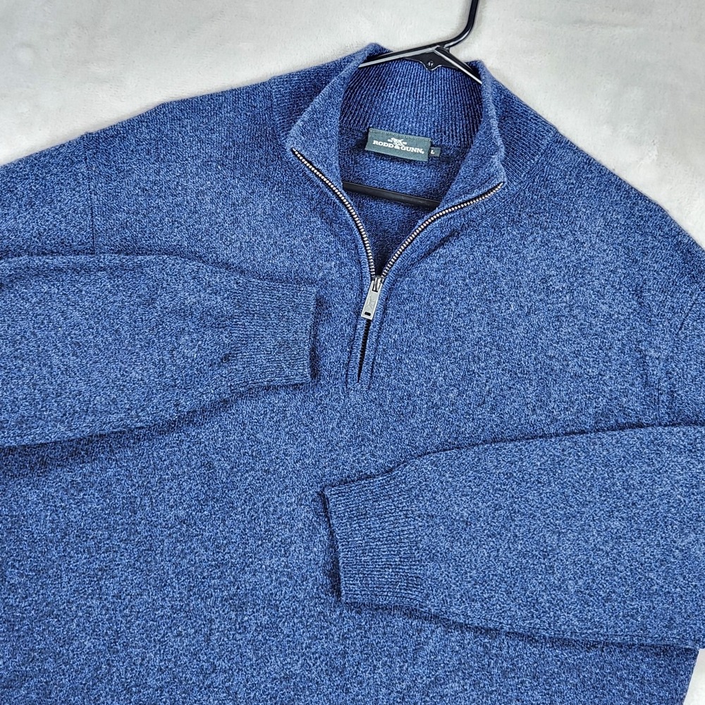Rodd & Gunn Sweater Mens Large Blue Wool Cashmere 1/4 Zip Mock Neck Pullover